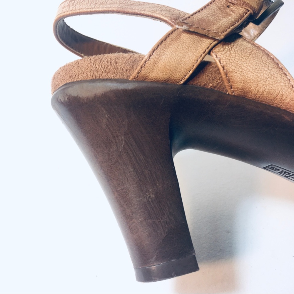 Aerosoles Heels Open Toe Ankle Strap Sandals Womens Size 8 UK 6 Tan Leather - Picture 9 of 10